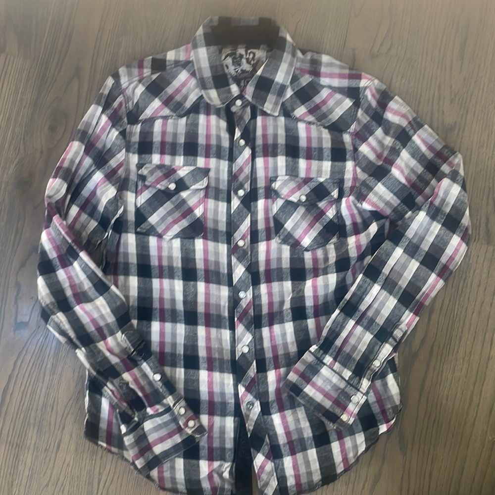 Fox flannel button up large